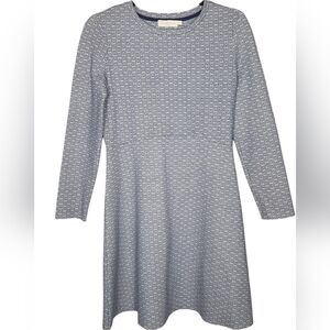 Tory Burch Corrine Crew Neck Long Sleeve Dress Chainlink Pattern Iconic Logo S